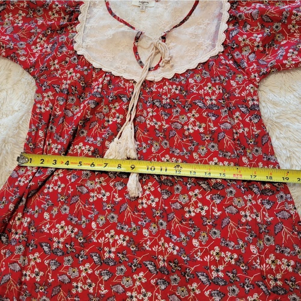 Hayden red floral peasant mini dress sz Small - Picture 9 of 13